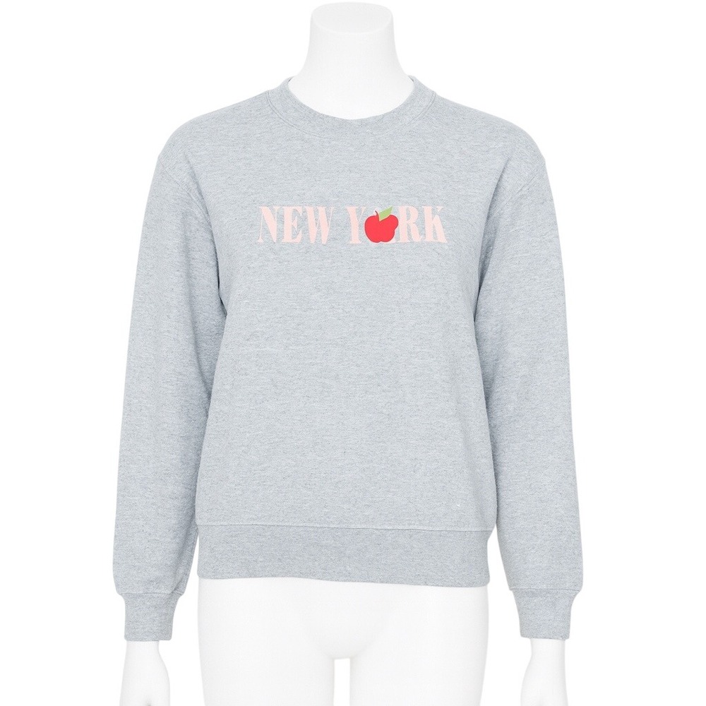 Fruit of the Loom New York Apple Sweatshirt Womens Large Gray 90s NYC Vintage